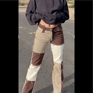 Patchwork high rise jeans 28 NWOT